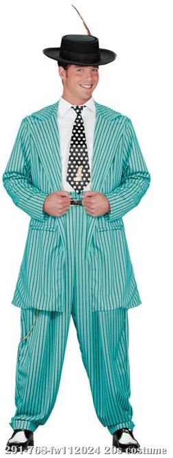 Zoot Suit Turquoise or White Adult Costume - Click Image to Close