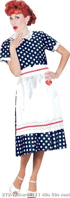 I Love Lucy Polka Dot Dress Adult Costume - Click Image to Close