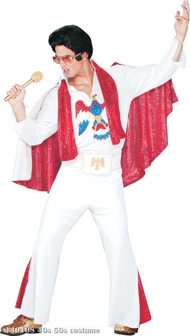 Elvis Deluxe White Jumpsuit Adult Costume - Click Image to Close