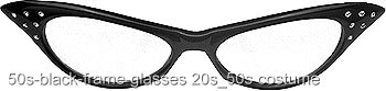 50s Black Frame Glasses - Click Image to Close