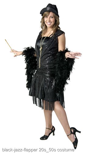 Black Jazz Flapper Costume - Click Image to Close