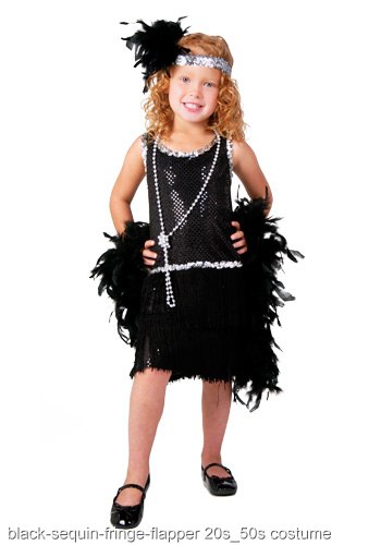 Child Black Sequin and Fringe Flapper Costume - Click Image to Close