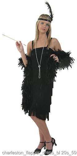 Black Charleston Flapper Dress - Click Image to Close