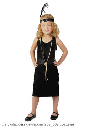 Child Black Fringe Flapper Costume - Click Image to Close
