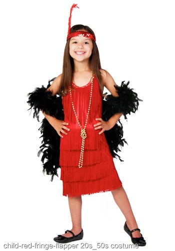 Child Red Fringe Flapper Costume - Click Image to Close