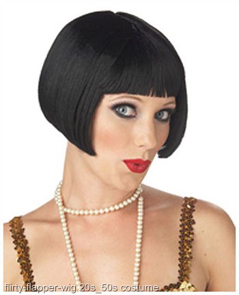 Black Flirty Flapper Wig - Click Image to Close