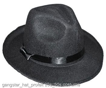 Black Gangster Hat - Click Image to Close