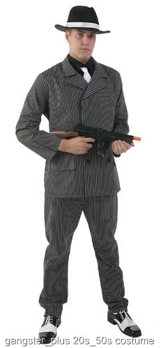 Men's Wide Pin Stripe Gangster Costume - Click Image to Close