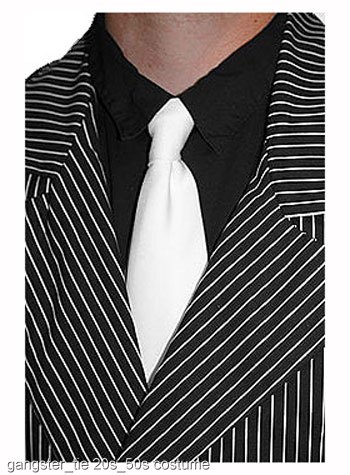 White Gangster Tie - Click Image to Close