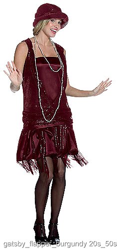 Burgundy Gatsby Flapper Costume - Click Image to Close