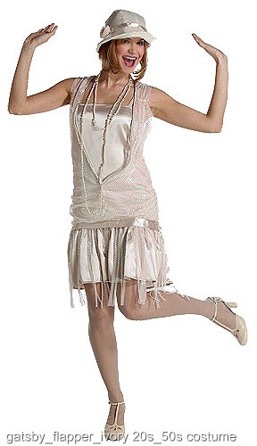 Ivory Gatsby Flapper Girl Dress - Click Image to Close