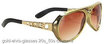 Classic Gold Elvis Glasses - Click Image to Close
