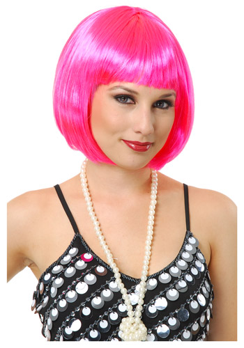 Short Bob Hot Pink Wig - Click Image to Close