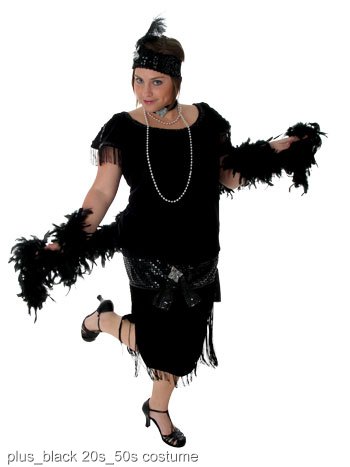 Deluxe Black Plus Size Flapper - Click Image to Close