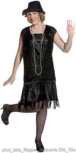 Black Plus Size Gatsby Flapper Dress - Click Image to Close