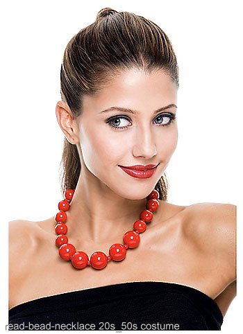 Red Beaded Necklace - Click Image to Close