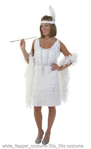 Plus Size White Flapper Girl Costume - Click Image to Close