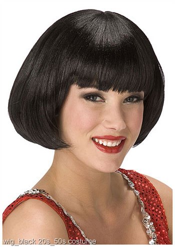 Black Flapper Wig - Click Image to Close