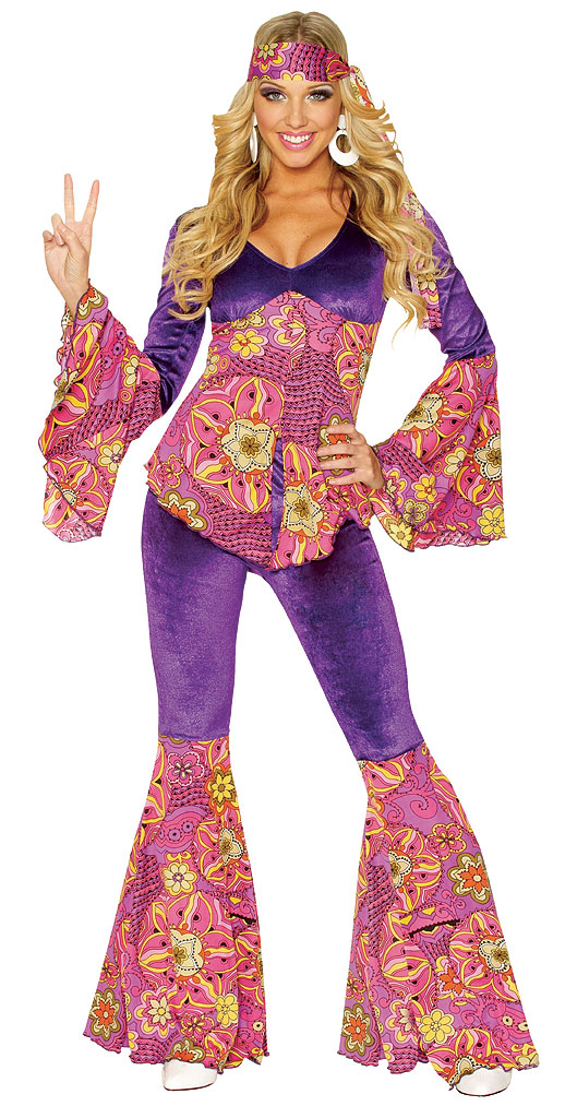 Purple Power Hippie Adult Costume - Click Image to Close