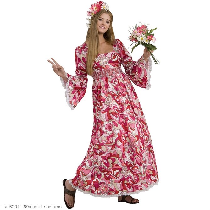 Flower Child Hippie Adult Costume - Click Image to Close