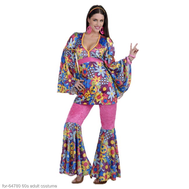 Hip Flower Child Hippie Adult Costume - Click Image to Close