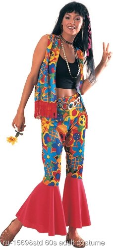 Flower Power 60s Hippy Adult Costume - Click Image to Close