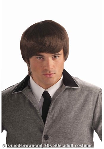 60s Mod Brown Mens Wig - Click Image to Close