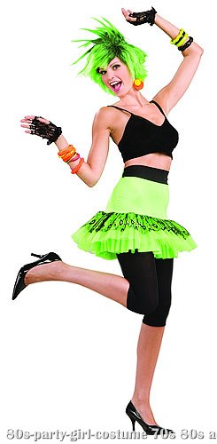 Green 80s Pop Star Skirt - Click Image to Close