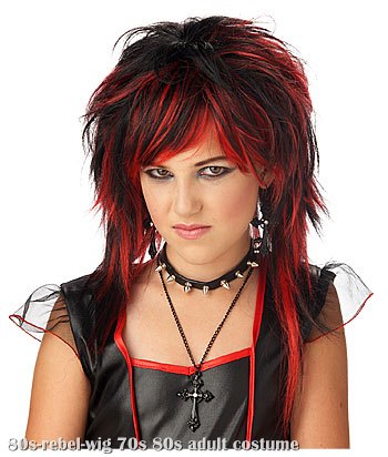 Black and Red Rebel Wig - Click Image to Close