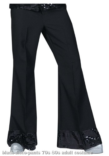 Black Sequin Cuff Disco Pants - Click Image to Close