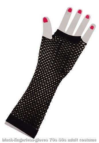 Black Fishnet Fingerless Gloves - Click Image to Close