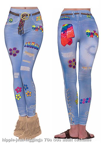 Hippie Graphic Jean Leggings - Click Image to Close