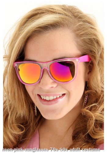 80s Neon Pink Sunglasses - Click Image to Close