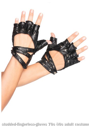 Studded Fingerless Gloves - Click Image to Close