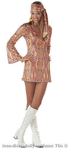 Teen Disco Dress Costume - Click Image to Close