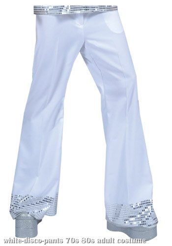 White Sequin Cuff Disco Pants - Click Image to Close