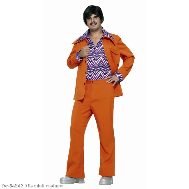 Orange Leisure Suit 70s Costume
