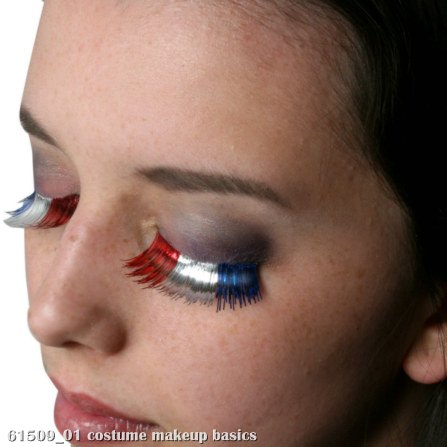 Red, White, and Blue Party Eyelashes with Case - Click Image to Close