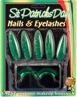 Green Glitter Nails & Lashes Adult - Click Image to Close