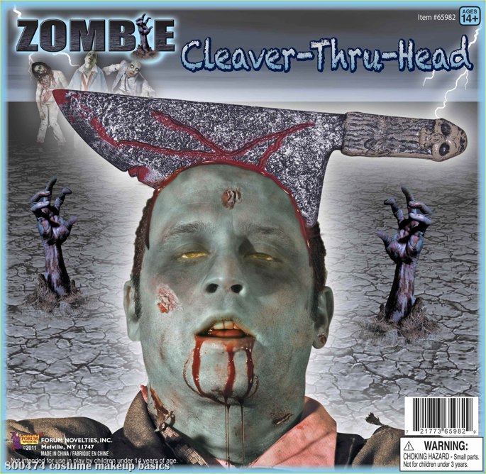 Zombie Cleaver Thru Head Adult - Click Image to Close