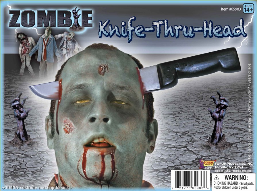 Zombie Knife Thru Head Adult - Click Image to Close