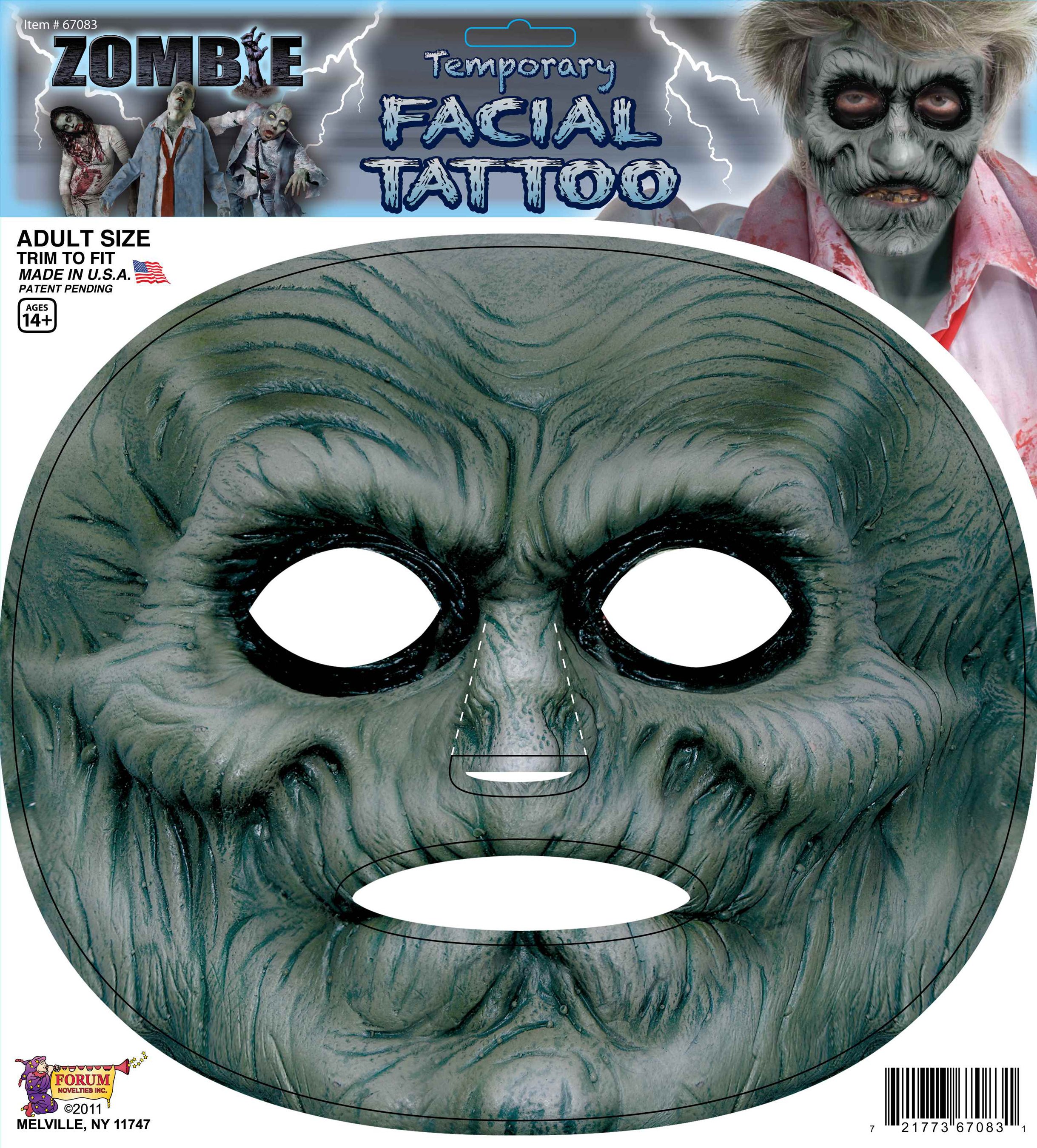 Zombie Facial Tattoo Adult - Click Image to Close