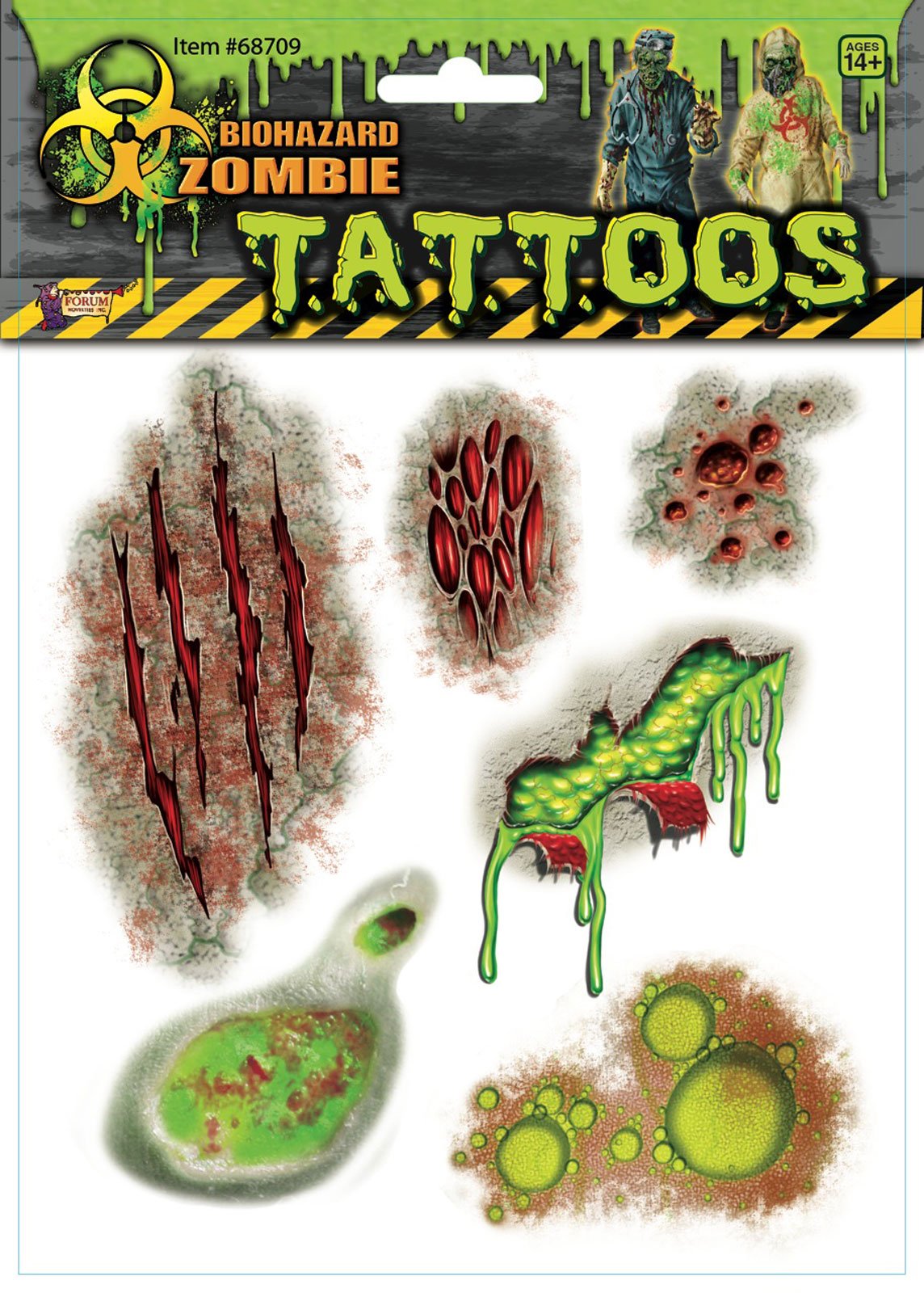 Biohazard Zombie Mutant Body Part Tattoos - Click Image to Close