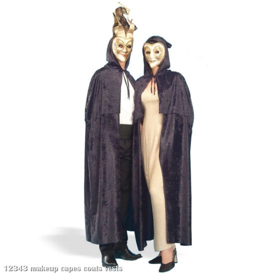 Hooded Velvet (Black) Double Adult Cape - Click Image to Close