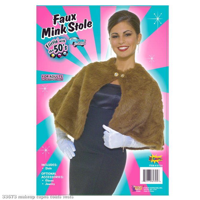 Faux Mink Stole Adult Costume - Click Image to Close