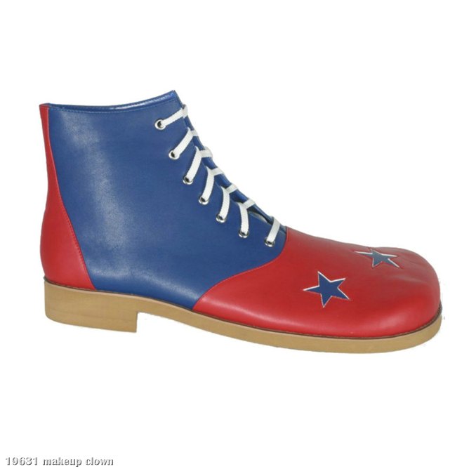 Red And Blue With Stars Clown Adult Shoes - Click Image to Close