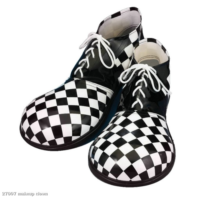 Checkerboard Large Clown (Black/White) Adult Shoes