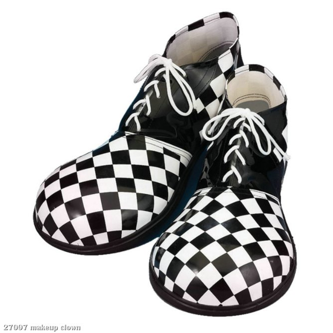 Checkerboard Large Clown (Black/White) Adult Shoes - Click Image to Close