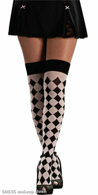 Harlequin Black & Whited Thigh Highs Adult - Click Image to Close