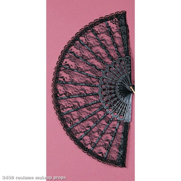 Lace Fan 9" (Black) - Click Image to Close
